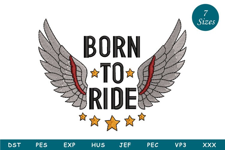 Born To Ride Embroidery Design example image 1