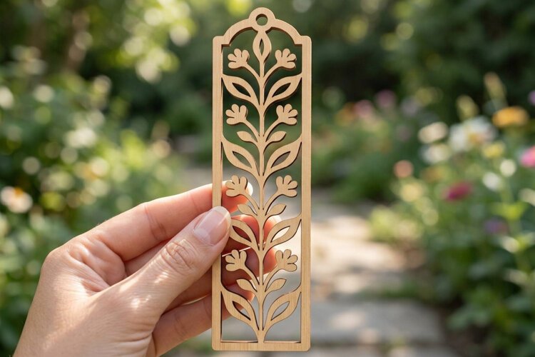 Botanical Bookmark SVG Laser Cut File example image 1