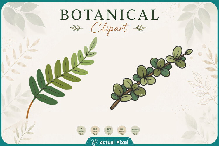 Boho Botanical Leaves & Foliage Cliparts example image 1