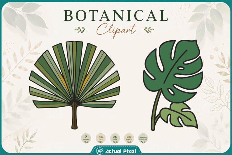 Boho Botanical Leaves & Foliage Cliparts example image 1