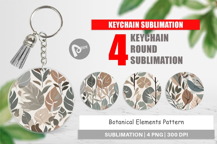Keychain Botanical Elements Pattern
