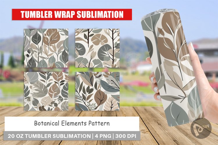 Tumbler Wrap Botanical Elements Pattern