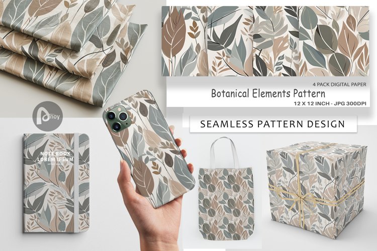 Digital Paper Botanical Elements Pattern example image 1