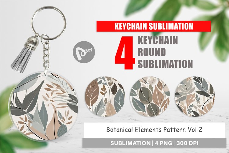 Keychain Botanical Elements Pattern