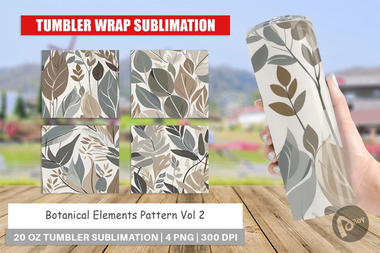 Tumbler Wrap Botanical Elements Pattern