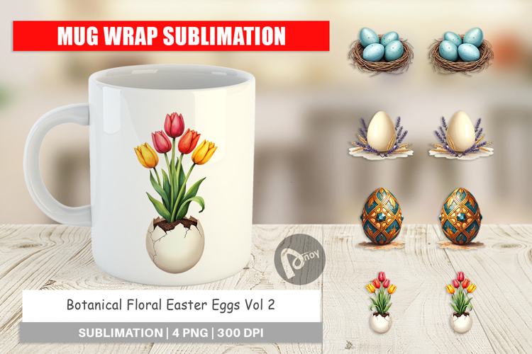 Floral Easter Eggs Mug Wrap