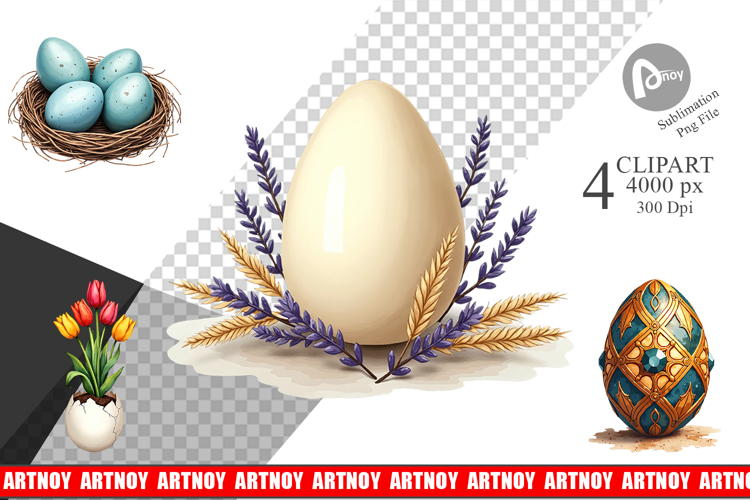 Floral Easter Eggs Clipart
