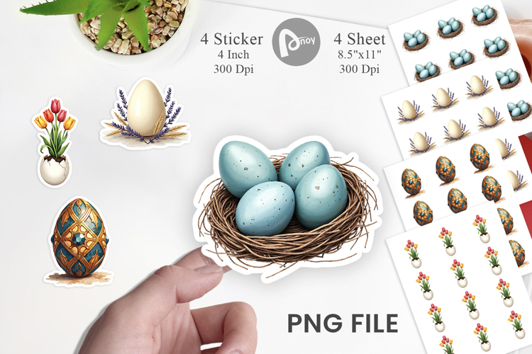 Floral Easter Eggs Sticker