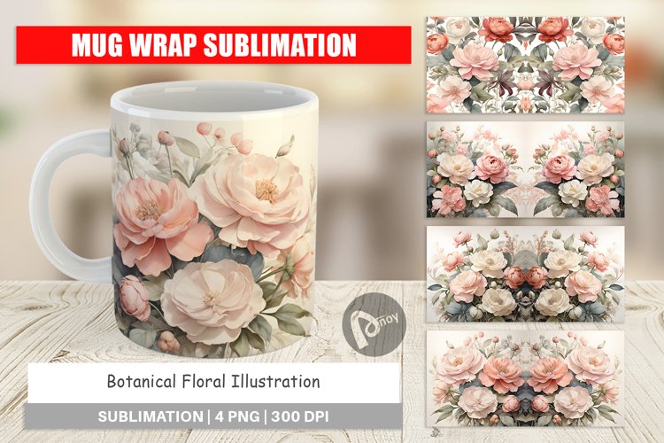 Mug Wrap Design Botanical Floral example image 1