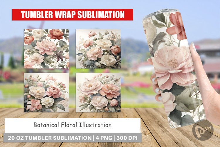 Tumbler Sublimation Wrap Botanical Floral