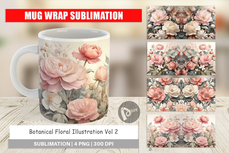 Mug Wrap Design Botanical Floral