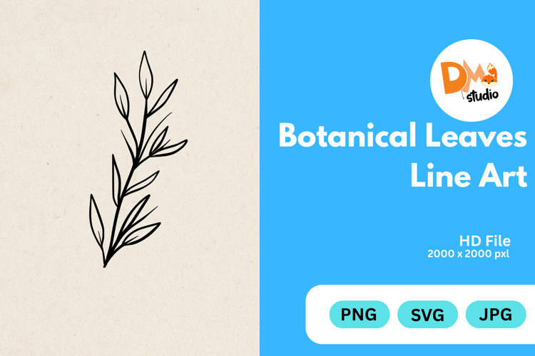 Botanical Leaves Line Art