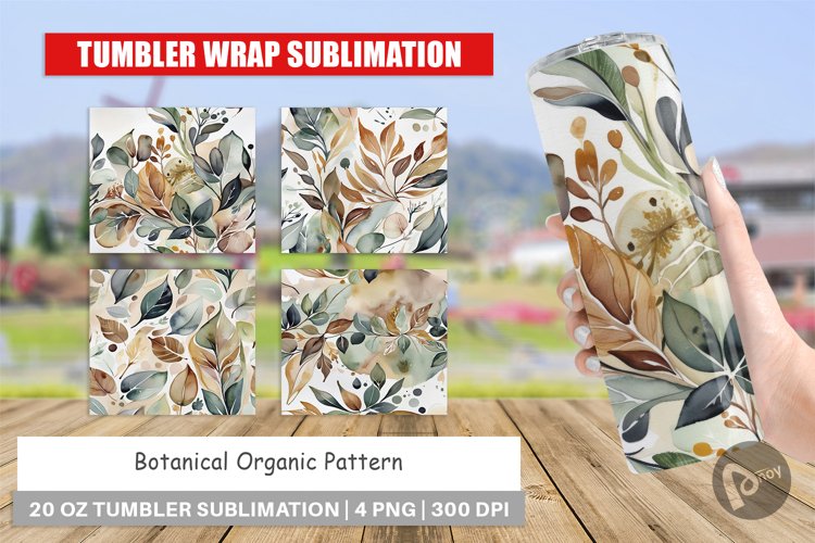 Tumbler Wrap Botanical Organic Pattern