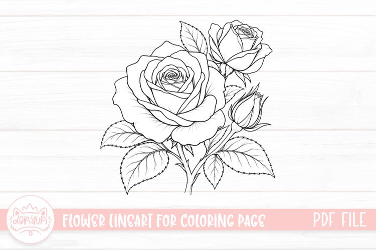 Rose Flower Coloring Book PDF Ready To Print example image 1