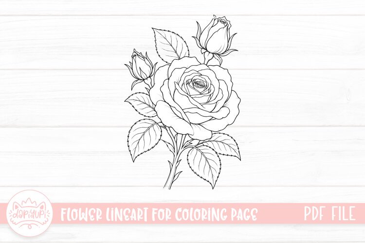 Rose Flower Coloring Book PDF Ready To Print example image 1