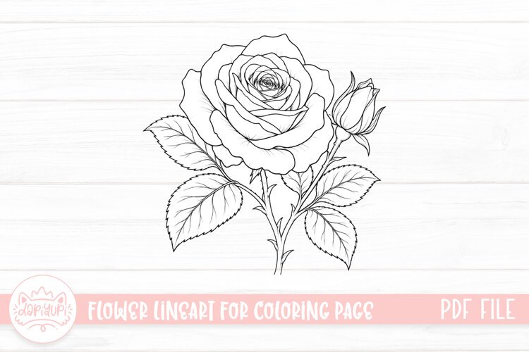Rose Flower Coloring Book PDF Ready To Print example image 1