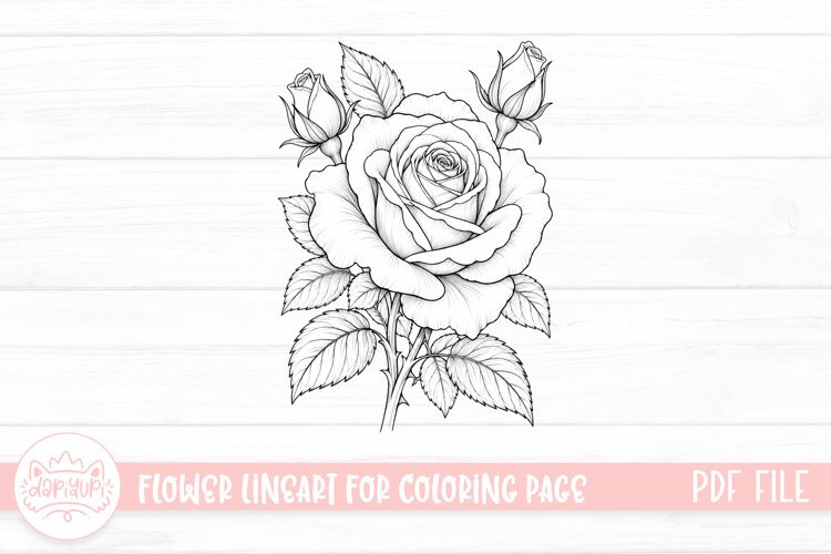 Rose Flower Coloring Book PDF Ready To Print example image 1