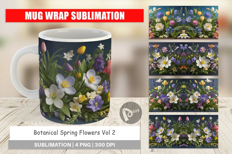 Mug Wrap Design Botanical Spring Flowers