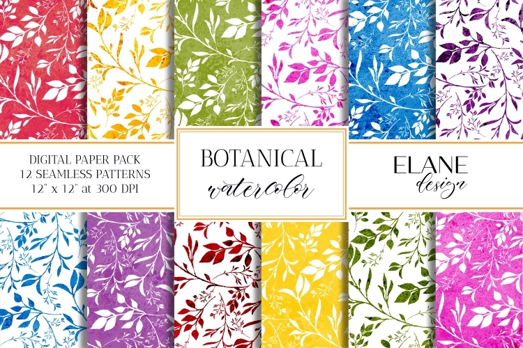 Floral Digital Paper, Botanical Watercolor Seamless Pattern