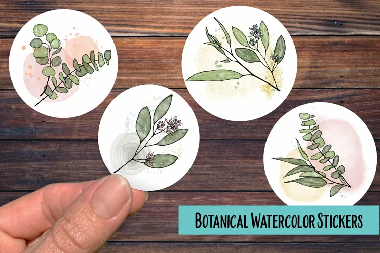 Botanical Watercolor PNG Sticker Pack