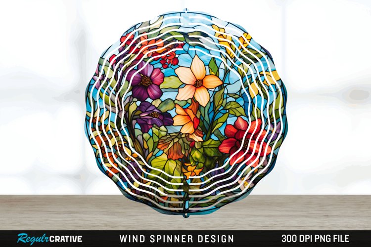 Botanical Wind Spinner Sublimation PNG Design example image 1