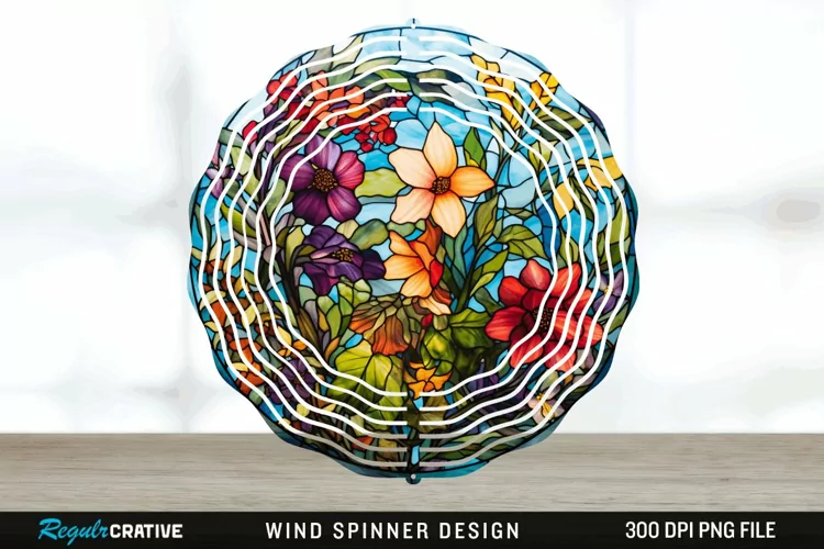 Botanical Wind Spinner Sublimation PNG Design