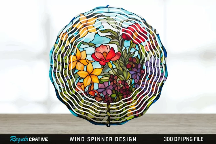 Botanical Wind Spinner Sublimation PNG Design