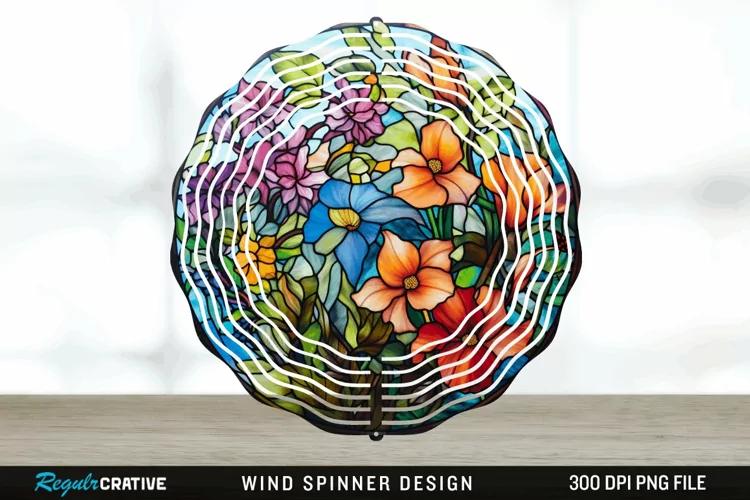 Botanical Wind Spinner Sublimation PNG Design