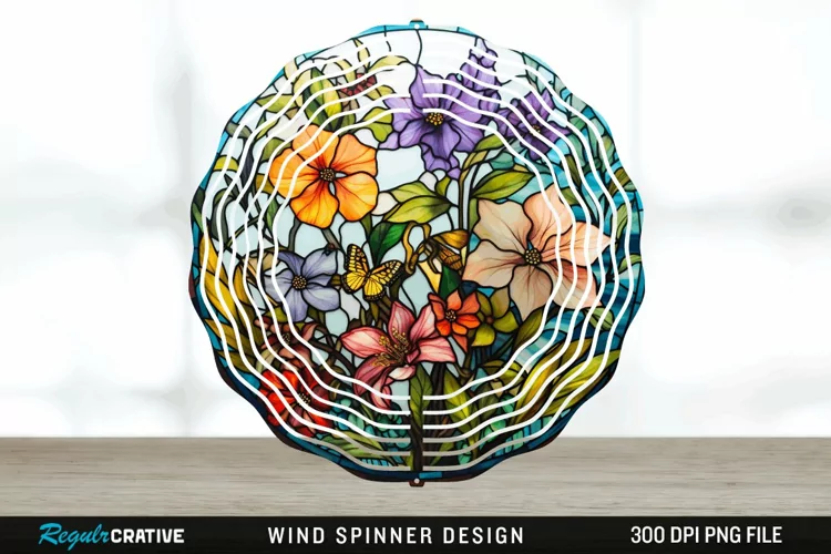 Botanical Wind Spinner Sublimation PNG Design