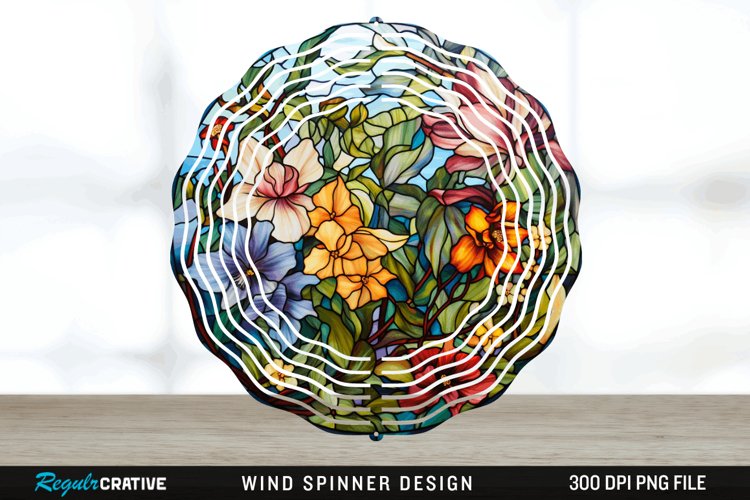 Botanical Wind Spinner Sublimation PNG Design example image 1