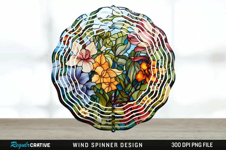 Botanical Wind Spinner Sublimation PNG Design