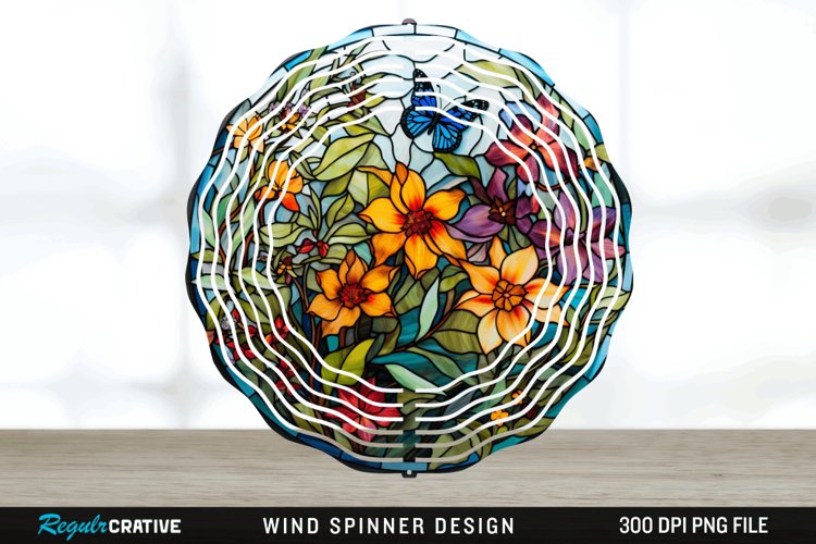 Botanical Wind Spinner Sublimation PNG Design example image 1