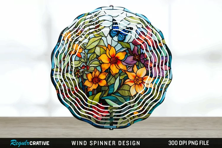 Botanical Wind Spinner Sublimation PNG Design
