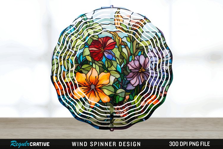Botanical Wind Spinner Sublimation PNG Design example image 1