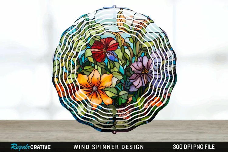 Botanical Wind Spinner Sublimation PNG Design