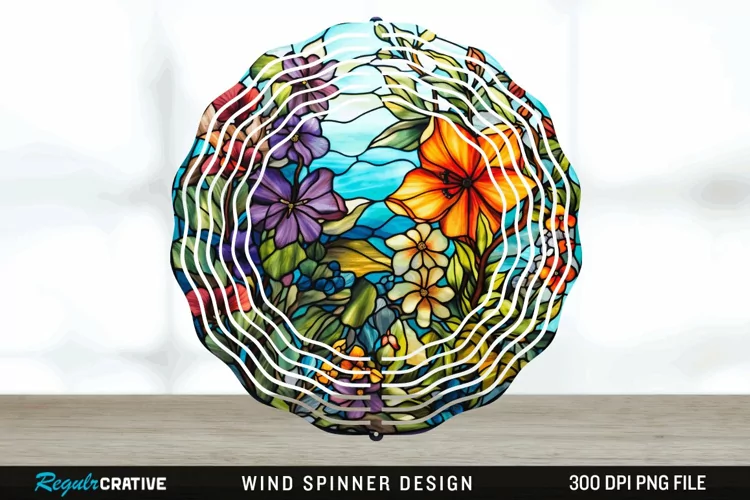 Botanical Wind Spinner Sublimation PNG Design