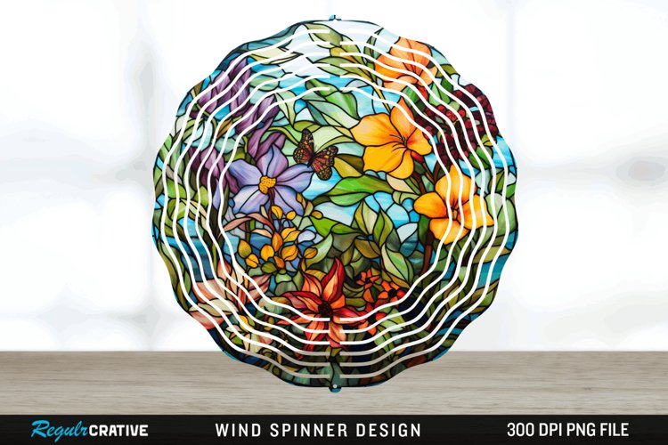 Botanical Wind Spinner Sublimation PNG Design example image 1