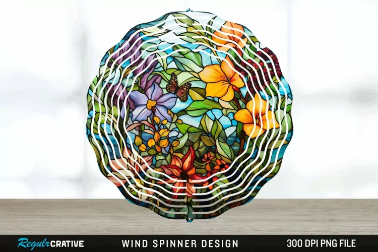 Botanical Wind Spinner Sublimation PNG Design