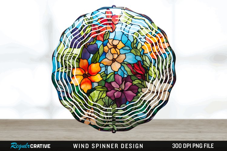 Botanical Wind Spinner Sublimation PNG Design example image 1