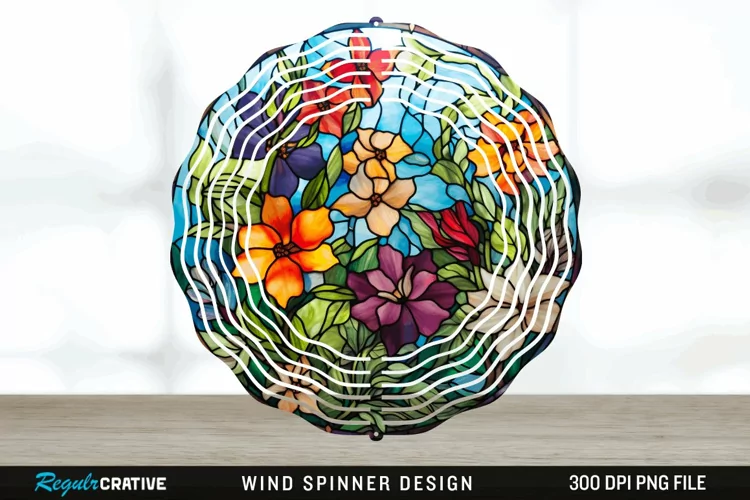 Botanical Wind Spinner Sublimation PNG Design