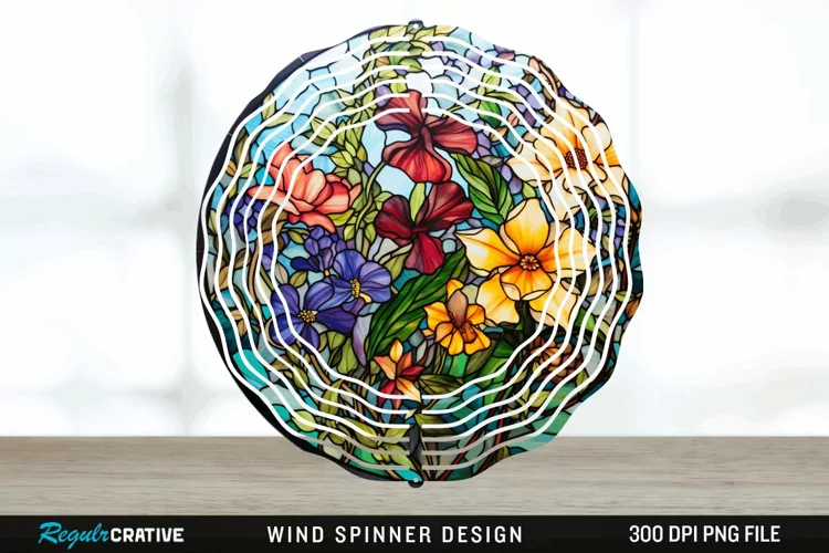Botanical Wind Spinner Sublimation PNG Design