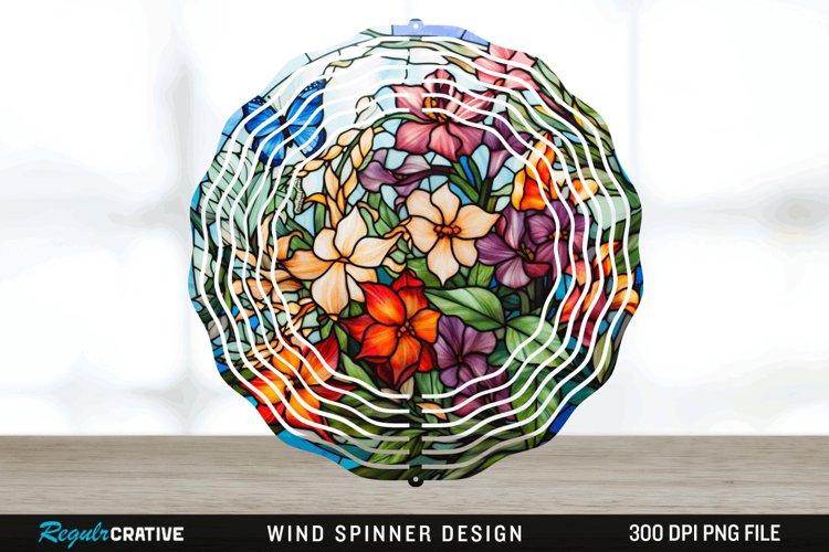 Botanical Wind Spinner Sublimation PNG Design example image 1