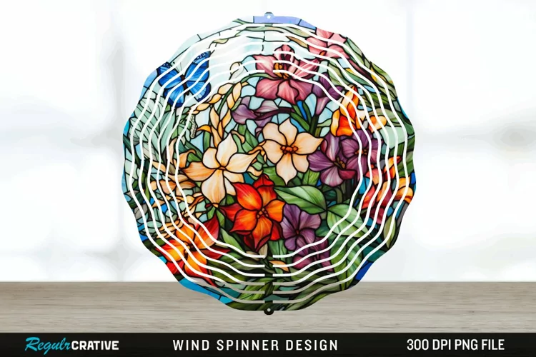 Botanical Wind Spinner Sublimation PNG Design