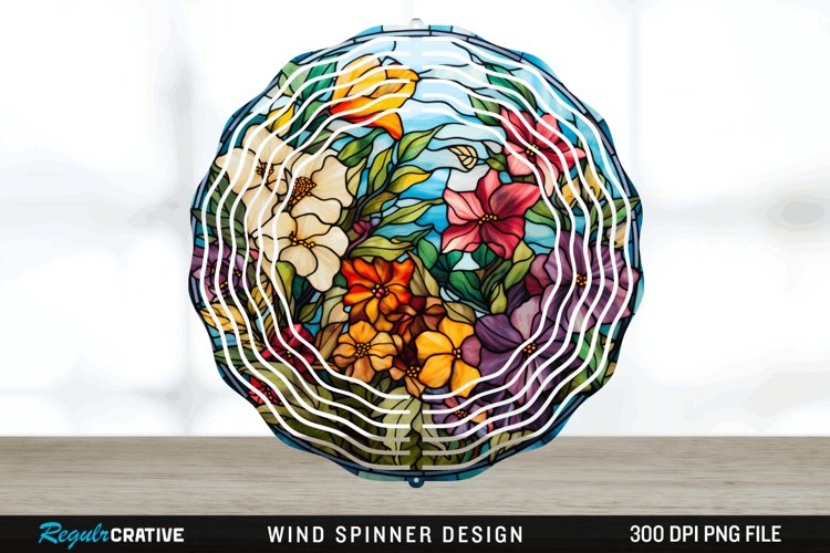 Botanical Wind Spinner Sublimation PNG Design example image 1