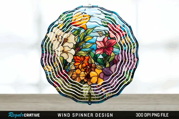 Botanical Wind Spinner Sublimation PNG Design