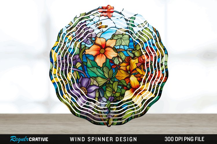 Botanical Wind Spinner Sublimation PNG Design example image 1