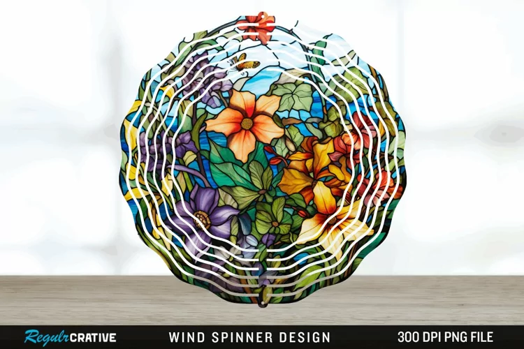 Botanical Wind Spinner Sublimation PNG Design