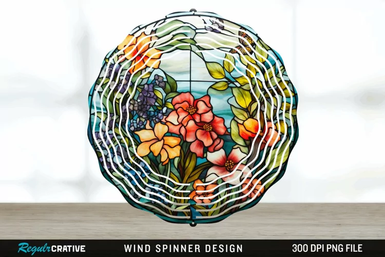 Botanical Wind Spinner Sublimation PNG Design