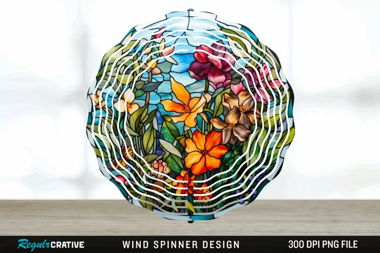 Botanical Wind Spinner Sublimation PNG Design