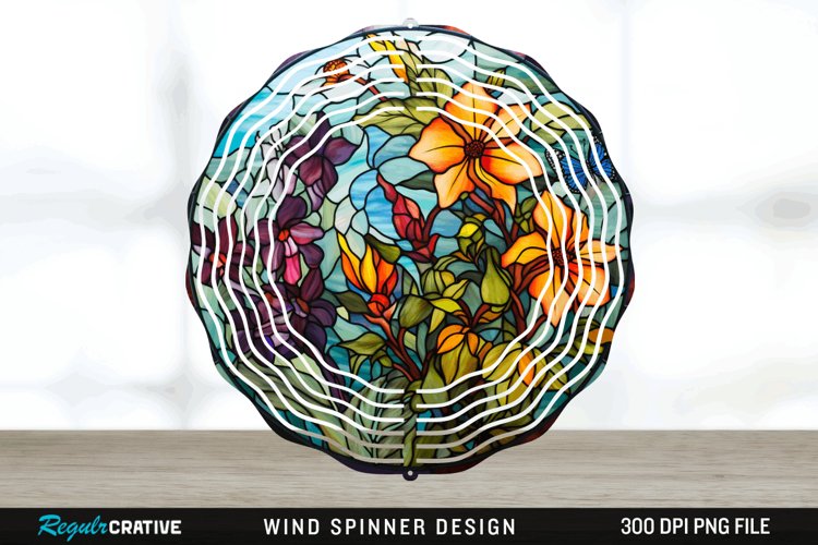 Botanical Wind Spinner Sublimation PNG Design example image 1